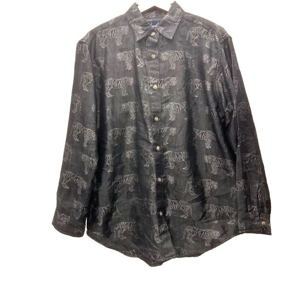 Angelique Made In Heaven Dress Shirt Tiger safari Print Womens unisex size M - Picture 3 of 11